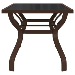 Table de jardin Marron et noir 180x80x70 cm Acier et verre 529969529969