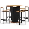 Ensemble de bar jardin 5 pcs noir poly rotin/bois massif acacia 529970529970