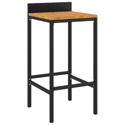 Ensemble de bar jardin 5 pcs noir poly rotin/bois massif acacia 529971529971