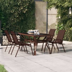 Table de jardin Marron et noir 140x70x70 cm Acier et verre 529972529972
