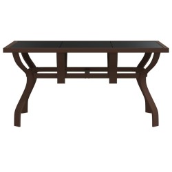 Table de jardin Marron et noir 140x70x70 cm Acier et verre 529972529972