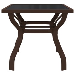 Table de jardin Marron et noir 140x70x70 cm Acier et verre 529972529972