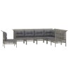 Salon de jardin 7 pcs avec coussins Gris Résine tressée 529973529973