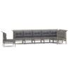Salon de jardin 7 pcs avec coussins Gris Résine tressée 529974529974