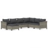 Salon de jardin 7 pcs avec coussins Gris Résine tressée 529975529975