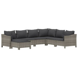 Salon de jardin 7 pcs avec coussins Gris Résine tressée 529975529975