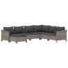 Salon de jardin 7 pcs avec coussins Gris Résine tressée 529975529975
