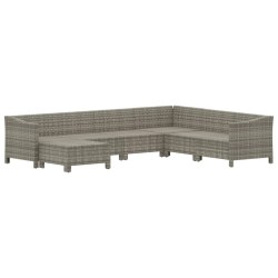 Salon de jardin 7 pcs avec coussins Gris Résine tressée 529975529975