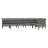 Salon de jardin 7 pcs avec coussins Gris Résine tressée 529978529978