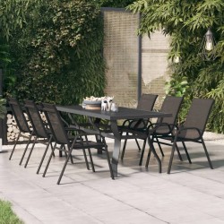 Table de jardin Gris et noir 180x80x70 cm Acier et verre 529979529979