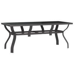 Table de jardin Gris et noir 180x80x70 cm Acier et verre 529979529979