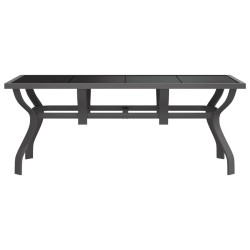 Table de jardin Gris et noir 180x80x70 cm Acier et verre 529979529979