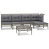 Salon de jardin 6 pcs avec coussins Gris Résine tressée 529980529980