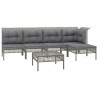 Salon de jardin 6 pcs avec coussins Gris Résine tressée 529980529980