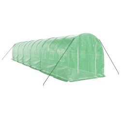 Serre avec cadre en acier vert 24 m² 12x2x2 m 529989529989