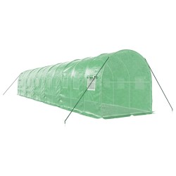 Serre avec cadre en acier vert 24 m² 12x2x2 m 529989529989