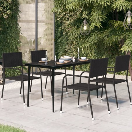Table à dîner de jardin Noir 140x70x74 cm Acier et verre 529992529992