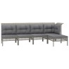 Salon de jardin 5 pcs avec coussins Gris Résine tressée 529993529993
