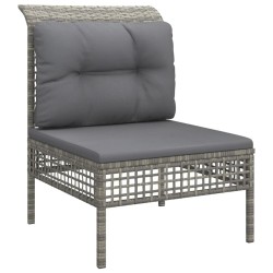 Salon de jardin 5 pcs avec coussins Gris Résine tressée 529993529993