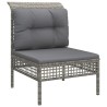 Salon de jardin 5 pcs avec coussins Gris Résine tressée 529993529993