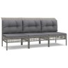Salon de jardin 3 pcs avec coussins Gris Résine tressée 529995529995