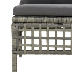 Salon de jardin 3 pcs avec coussins Gris Résine tressée 529995529995