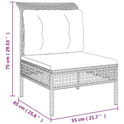 Salon de jardin 3 pcs avec coussins Gris Résine tressée 529995529995