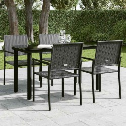 Table à dîner de jardin Noir 140x70x74 cm Acier et verre 529997529997