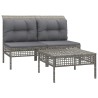 Salon de jardin 3 pcs avec coussins Gris Résine tressée 529998529998