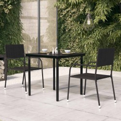 Table à dîner de jardin Noir 80x80x74 cm Acier et verre 529999529999