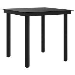 Table à dîner de jardin Noir 80x80x74 cm Acier et verre 529999529999