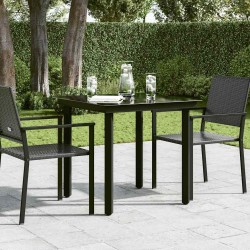 Table à dîner de jardin Noir 80x80x74 cm Acier et verre 529999529999