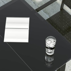 Table à dîner de jardin Noir 80x80x74 cm Acier et verre 529999529999