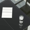 Table à dîner de jardin Noir 80x80x74 cm Acier et verre 529999529999