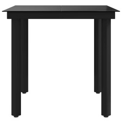 Table à dîner de jardin Noir 80x80x74 cm Acier et verre 529999529999