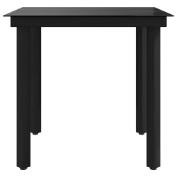 Table à dîner de jardin Noir 80x80x74 cm Acier et verre 529999529999