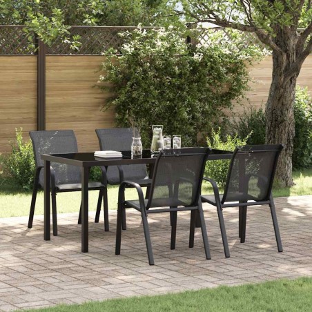 Chaises empilables de jardin lot de 4 Noir Tissu textilène 530002530002