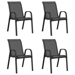 Chaises empilables de jardin lot de 4 Noir Tissu textilène 530002530002