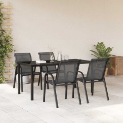 Chaises empilables de jardin lot de 4 Noir Tissu textilène 530002530002
