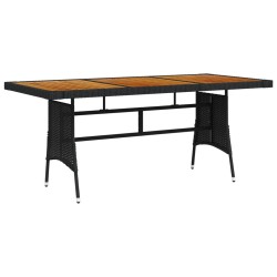 Table de jardin Noir 160x70x72 cm Résine tressée et acacia 530003530003