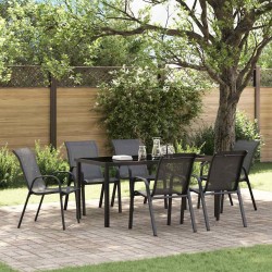 Chaises empilables de jardin lot de 6 Noir Tissu textilène 530004530004