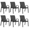 Chaises empilables de jardin lot de 6 Noir Tissu textilène 530004530004