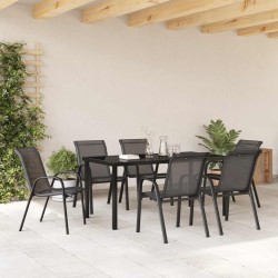 Chaises empilables de jardin lot de 6 Noir Tissu textilène 530004530004