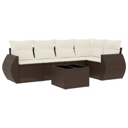 Salon de jardin avec coussins 6 pcs marron résine tressée 530005530005