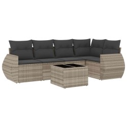 Salon de jardin 6 pcs avec coussins gris clair résine tressée 530006530006