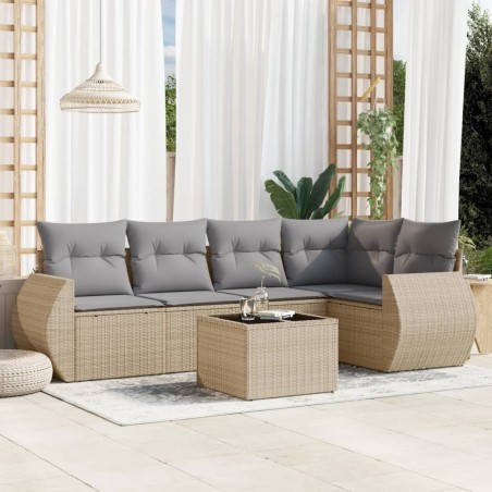 Salon de jardin avec coussins 6 pcs beige résine tressée 530008530008