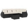 Salon de jardin 6 pcs avec coussins noir résine tressée 530009530009