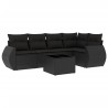 Salon de jardin 6 pcs avec coussins noir résine tressée 530010530010