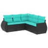 Salon de jardin 5 pcs avec coussins noir résine tressée 530013530013