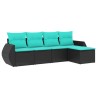 Salon de jardin 5 pcs avec coussins noir résine tressée 530014530014